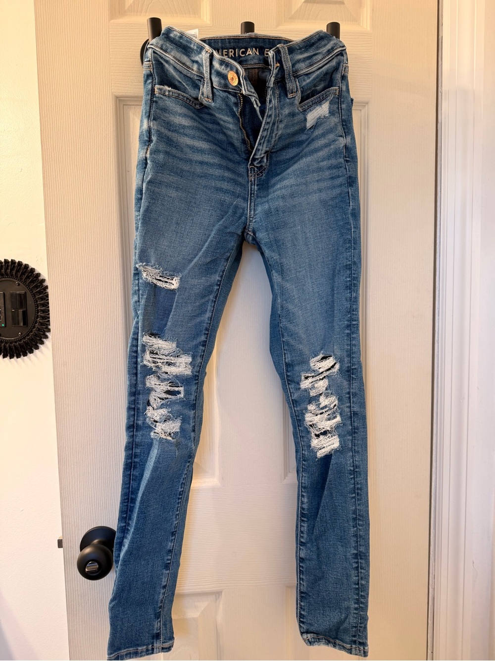 American Eagle Outfitters Women's Ripped Skinny Jeans - Medium Blue
